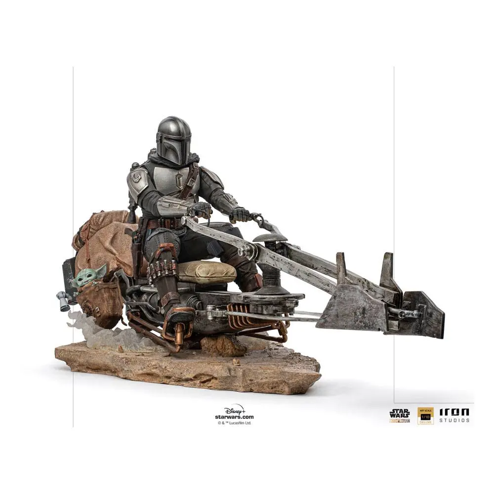 Star Wars The Mandalorian Deluxe Art Scale Statue 1/10 Mandalorian on Speederbike 18 cm Produktfoto