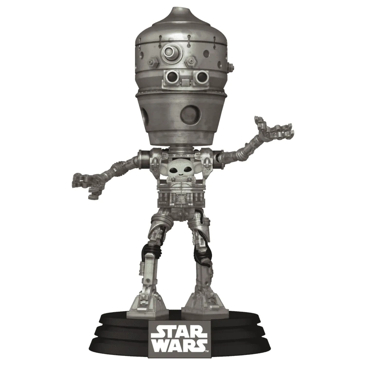 Star Wars: The Mandalorian Funko POP! Deluxe Vinyl Bobblehead Figur IG-12 with Grogu 17 cm Produktfoto