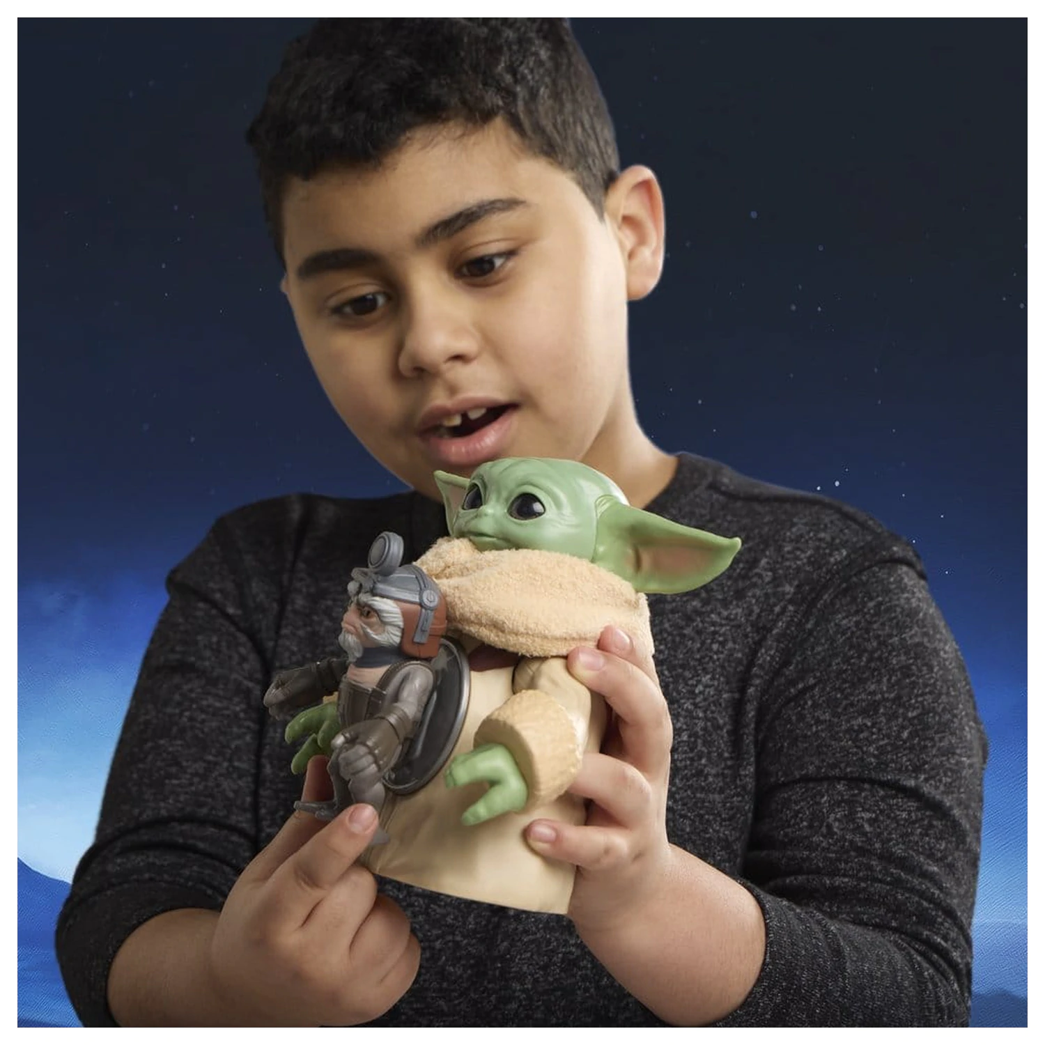 Star Wars: The Mandalorian & Grogu Elektronische Actionfigur Huggin' Grogu & Anzellan 17 cm Produktfoto