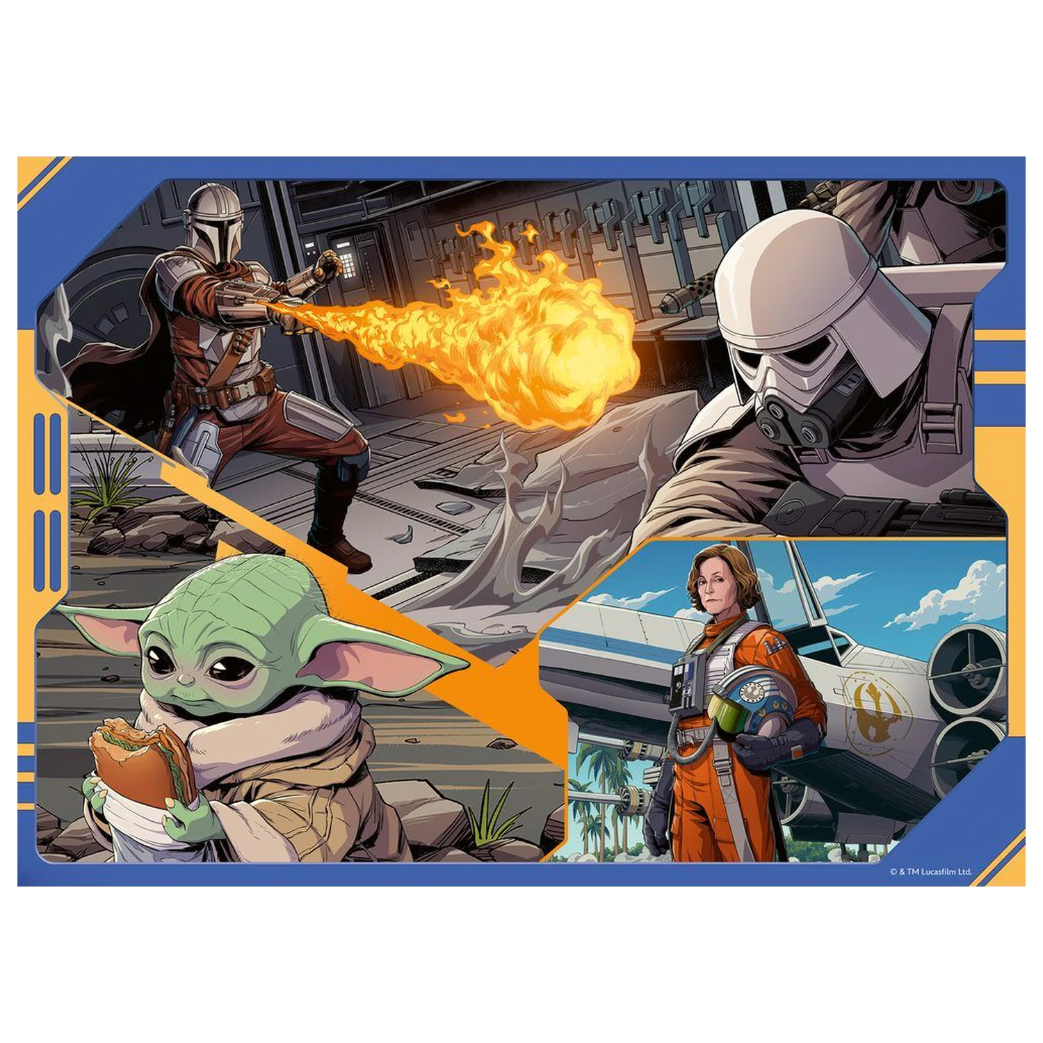 Star Wars The Mandalorian & Grogu Puzzle 4x100 Teile Produktfoto