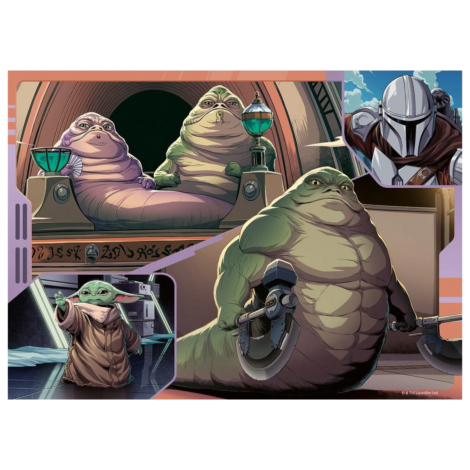 Star Wars The Mandalorian & Grogu Puzzle 4x100 Teile Produktfoto