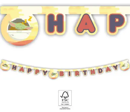 Star Wars The Mandalorian Happy Birthday Banner FSC 2 m Produktfoto
