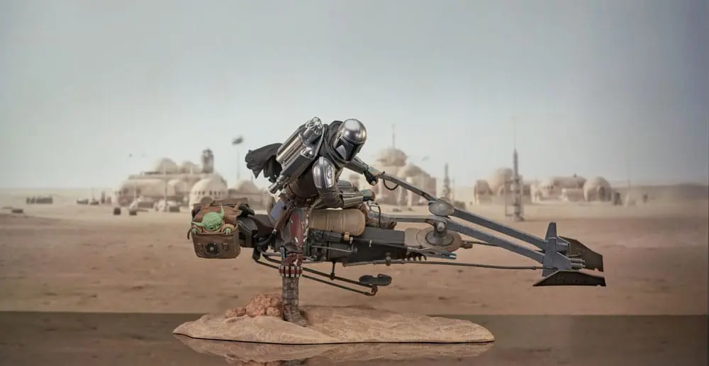 Star Wars: The Mandalorian Premier Collection Statue 1/7 Din Djarin on Speeder Bike 23 cm Produktfoto
