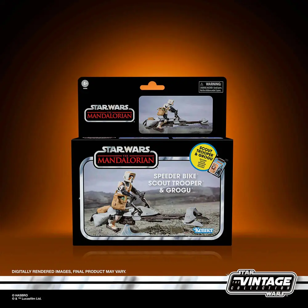 Star Wars: The Mandalorian Vintage Collection Fahrzeug mit Figuren Speeder Bike with Scout Trooper & Grogu termékfotó