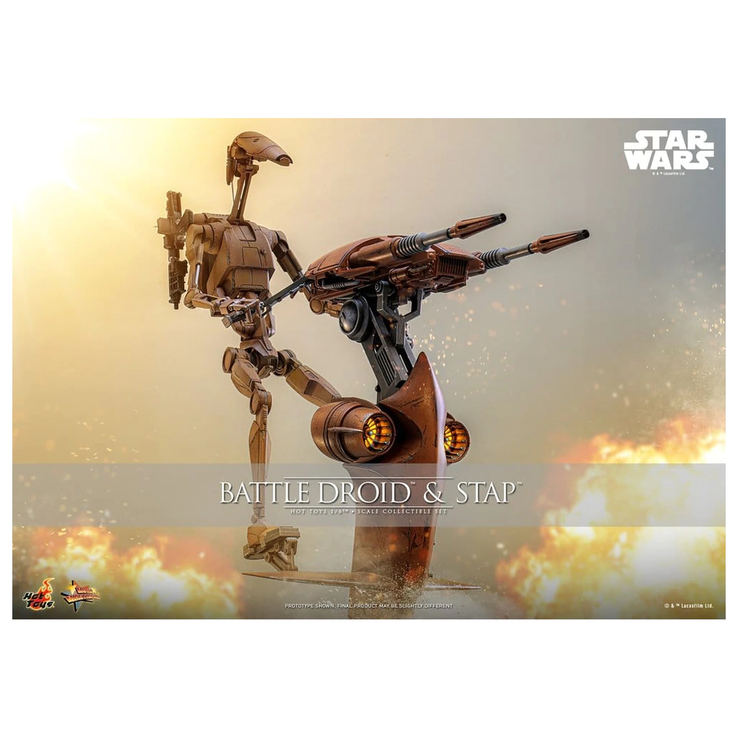 Star Wars: The Phantom Menace Movie Masterpiece Action-Figuren Set 1/6 Battle Droid & STAP 32 cm Produktfoto