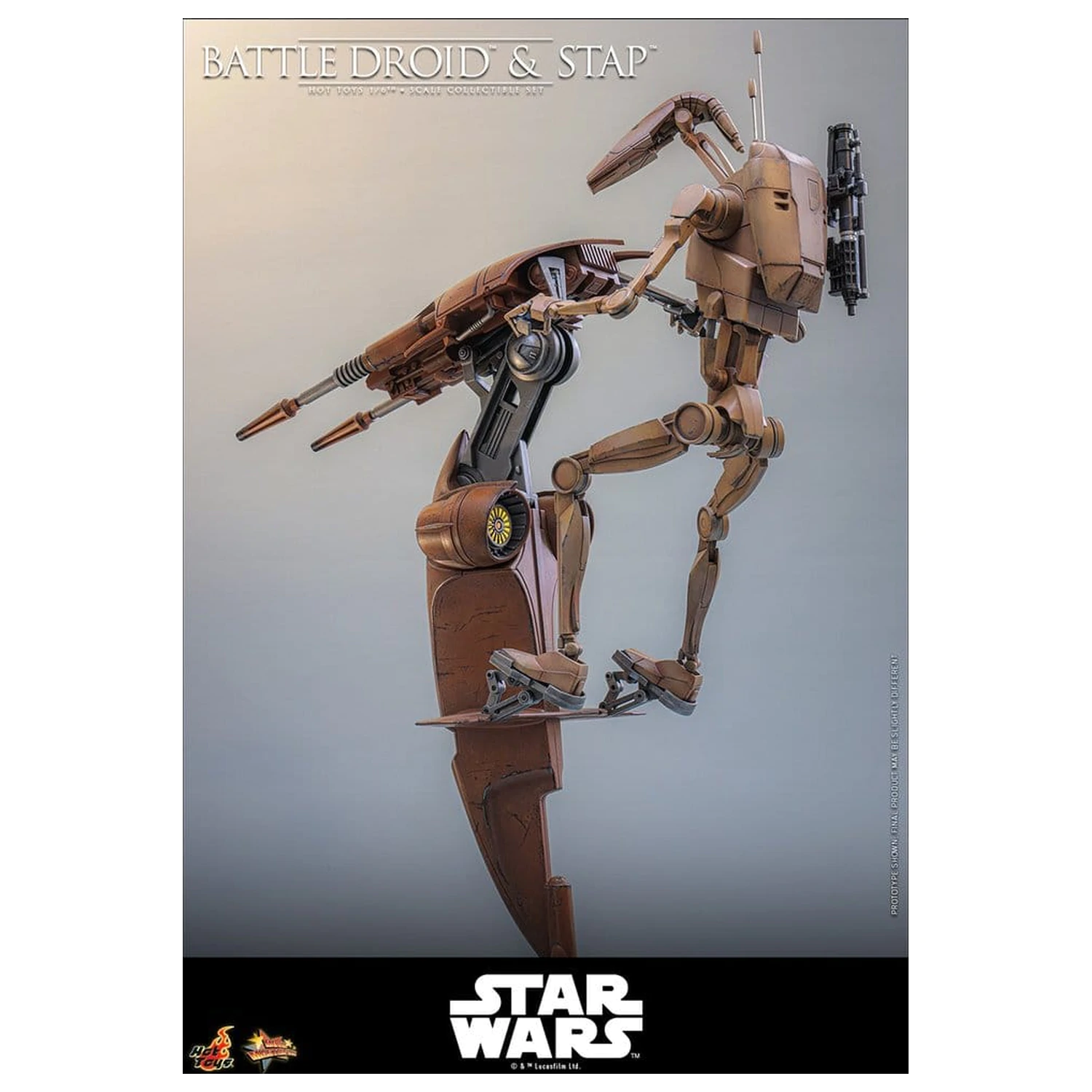 Star Wars: The Phantom Menace Movie Masterpiece Action-Figuren Set 1/6 Battle Droid & STAP 32 cm Produktfoto