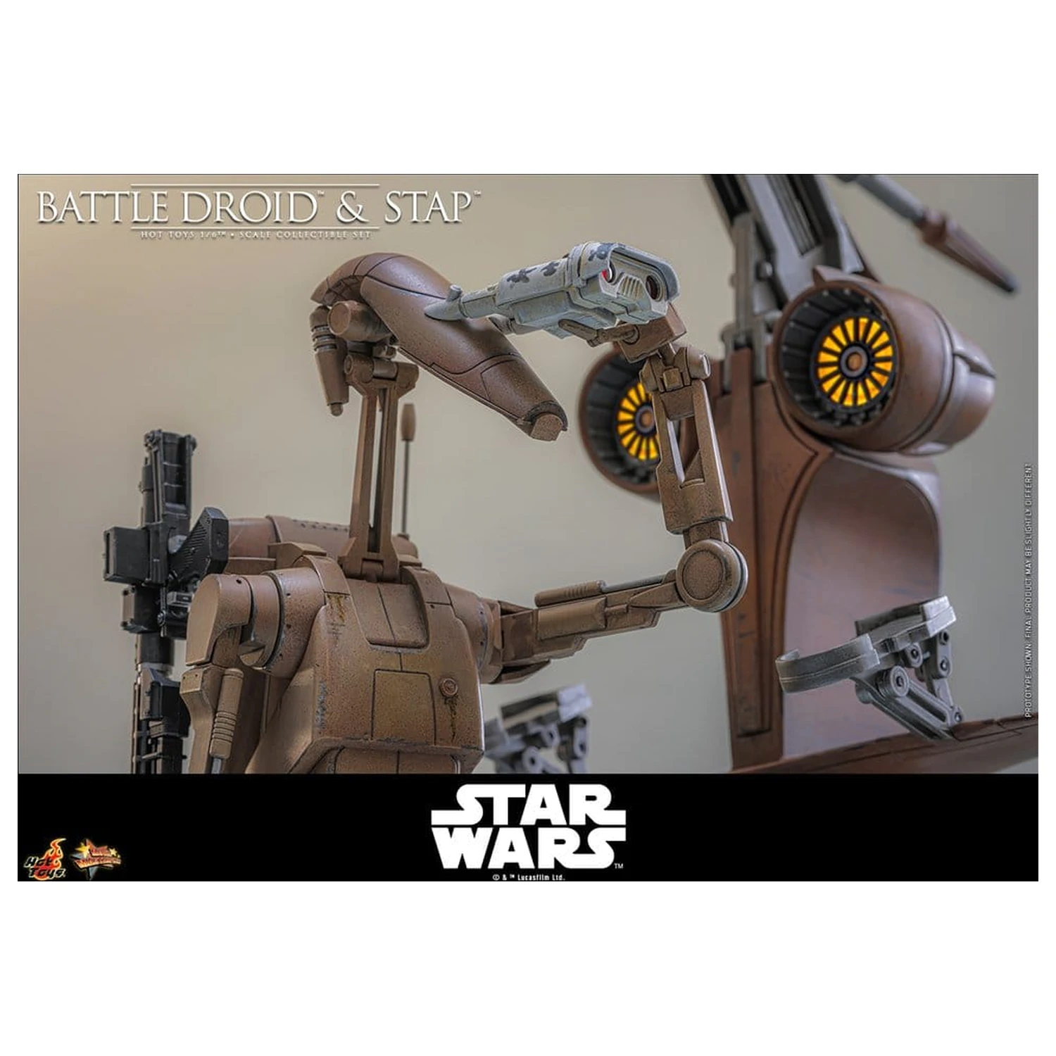 Star Wars: The Phantom Menace Movie Masterpiece Action-Figuren Set 1/6 Battle Droid & STAP 32 cm Produktfoto