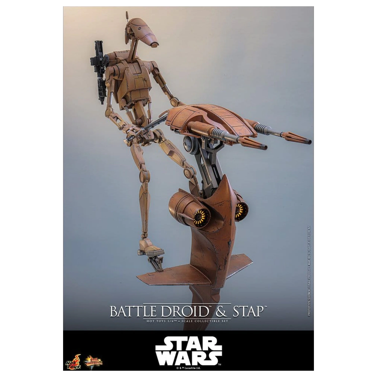 Star Wars: The Phantom Menace Movie Masterpiece Action-Figuren Set 1/6 Battle Droid & STAP 32 cm Produktfoto