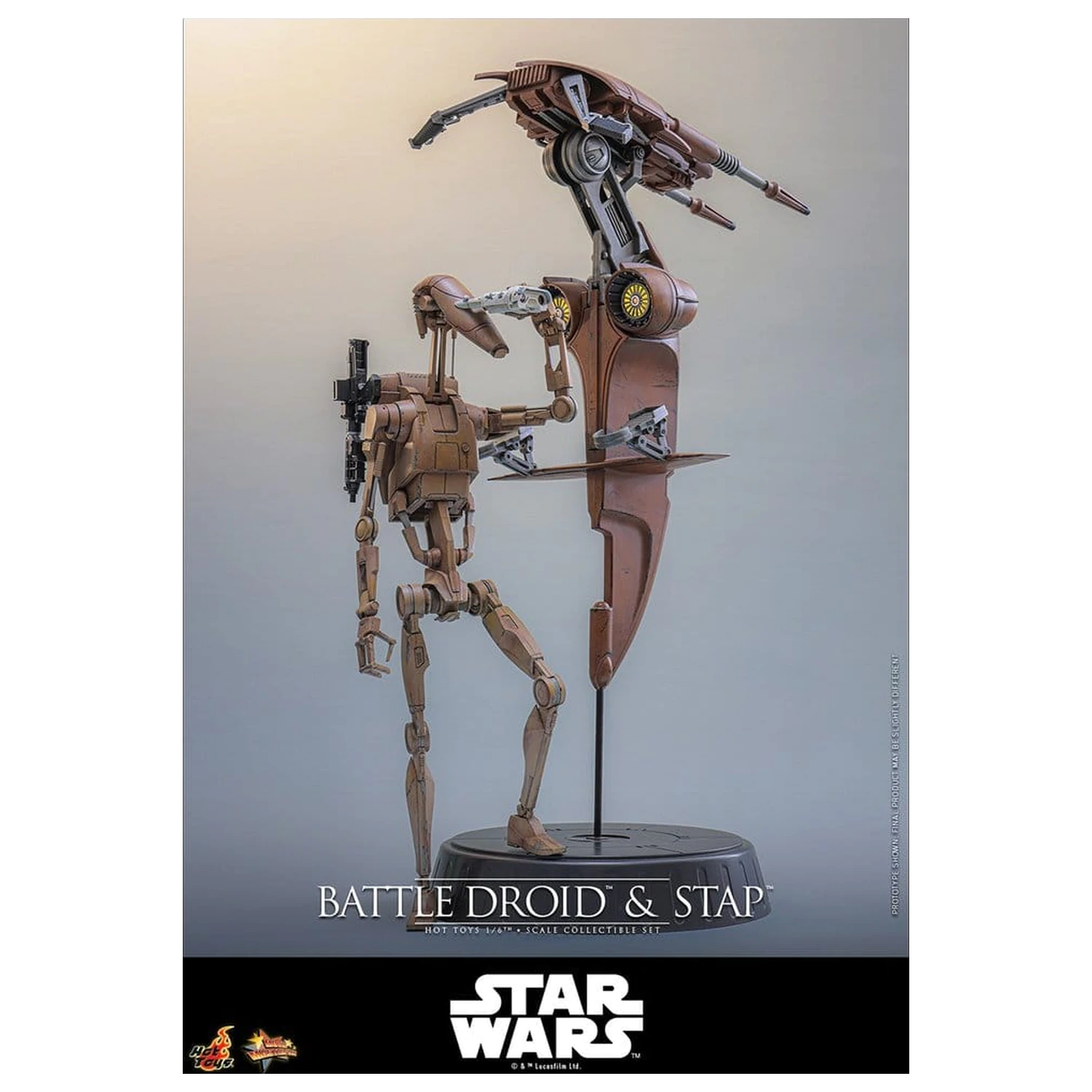Star Wars: The Phantom Menace Movie Masterpiece Action-Figuren Set 1/6 Battle Droid & STAP 32 cm Produktfoto