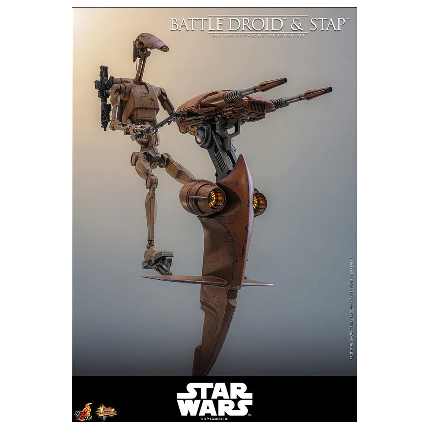 Star Wars: The Phantom Menace Movie Masterpiece Action-Figuren Set 1/6 Battle Droid & STAP 32 cm Produktfoto