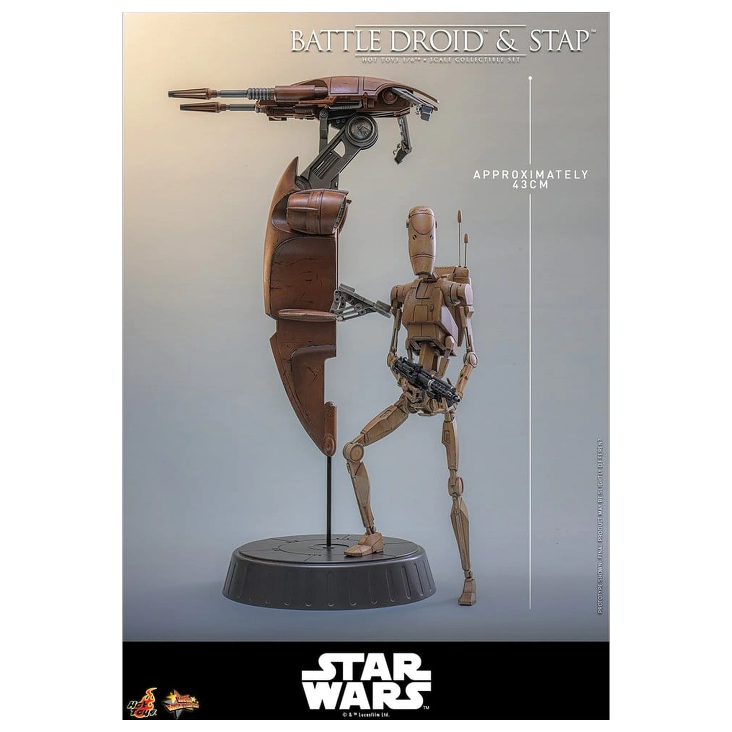 Star Wars: The Phantom Menace Movie Masterpiece Action-Figuren Set 1/6 Battle Droid & STAP 32 cm Produktfoto