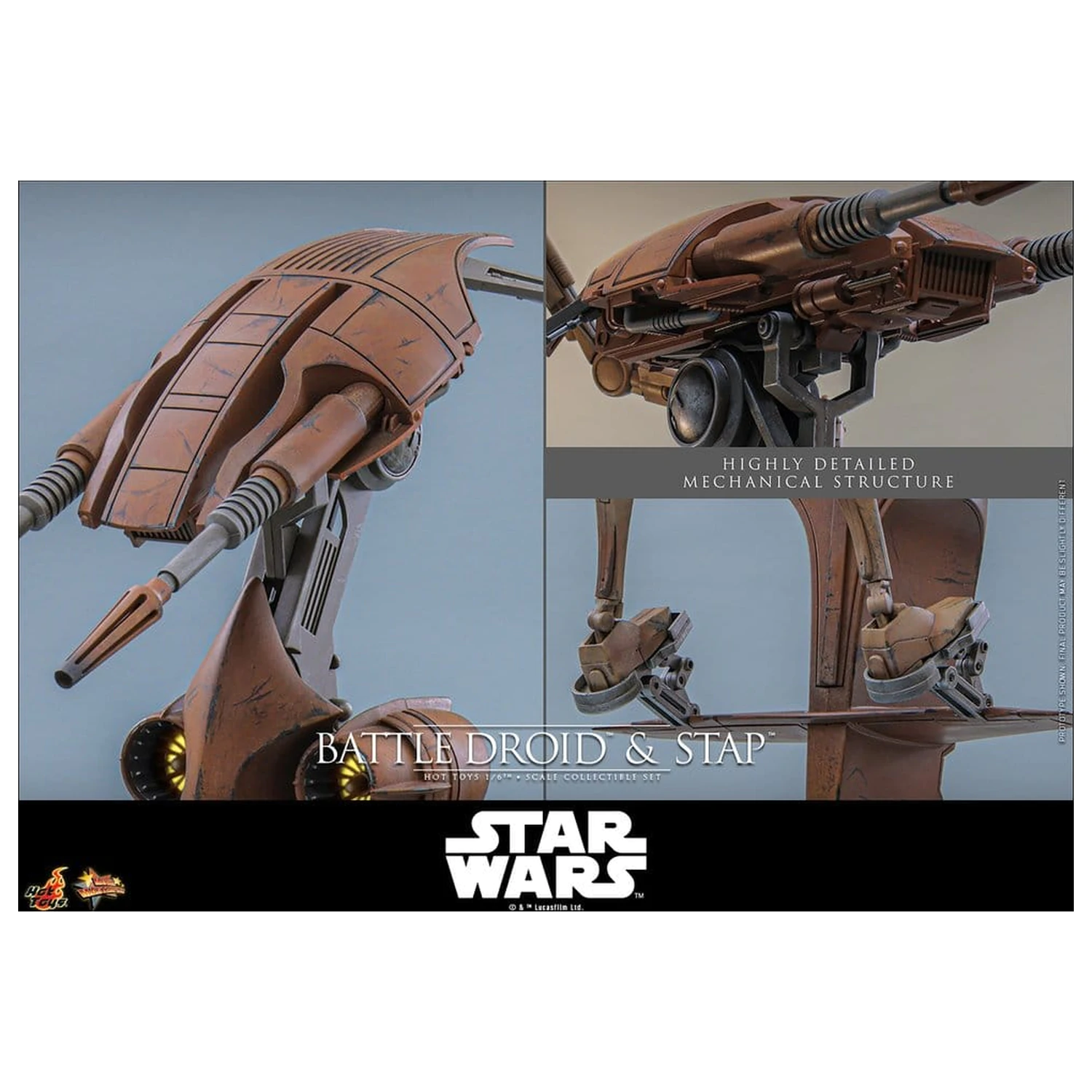 Star Wars: The Phantom Menace Movie Masterpiece Action-Figuren Set 1/6 Battle Droid & STAP 32 cm Produktfoto