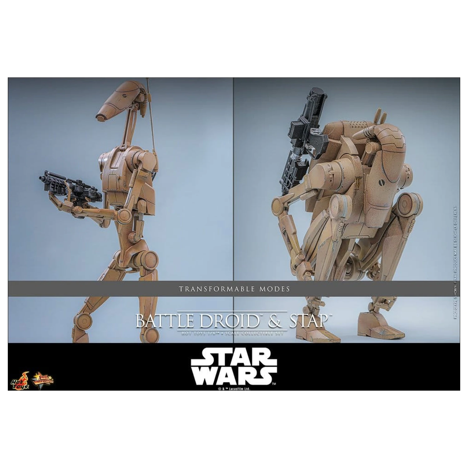 Star Wars: The Phantom Menace Movie Masterpiece Action-Figuren Set 1/6 Battle Droid & STAP 32 cm Produktfoto