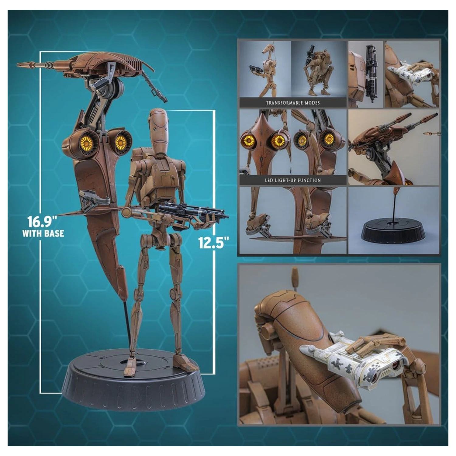 Star Wars: The Phantom Menace Movie Masterpiece Action-Figuren Set 1/6 Battle Droid & STAP 32 cm Produktfoto