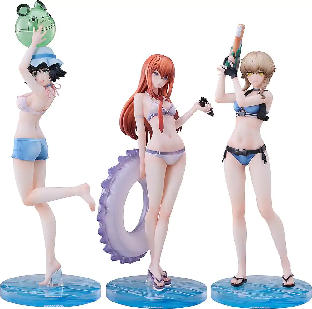 Steins Gate PVC-Statuen 3er-Pack 1/7 Suzuha Amane, Kurisu Makise, Mayuri Shiina Swimsuit Ver. Produktfoto