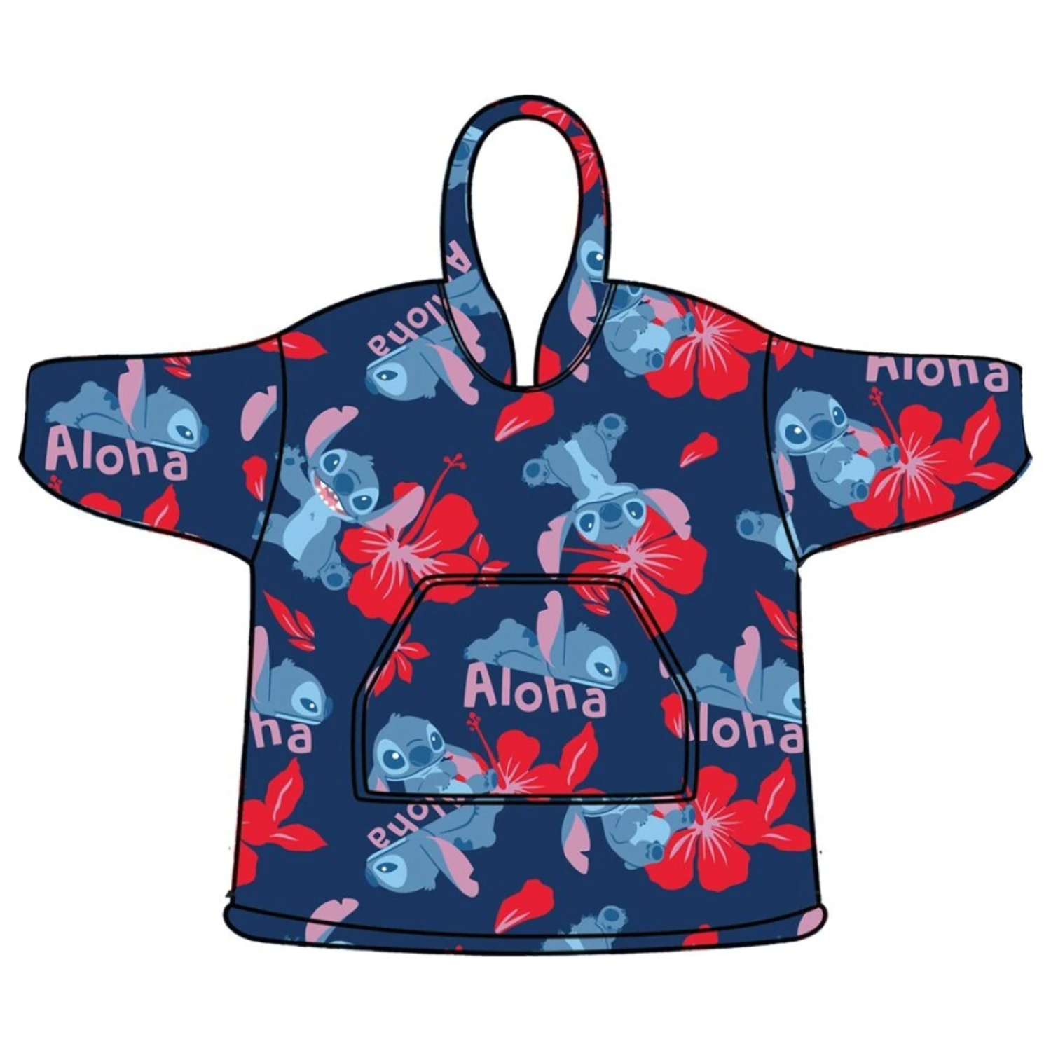 Stitch Aloha Erwachsenen Tragbare Plüsch-Fleece-Decken-Poncho Produktfoto