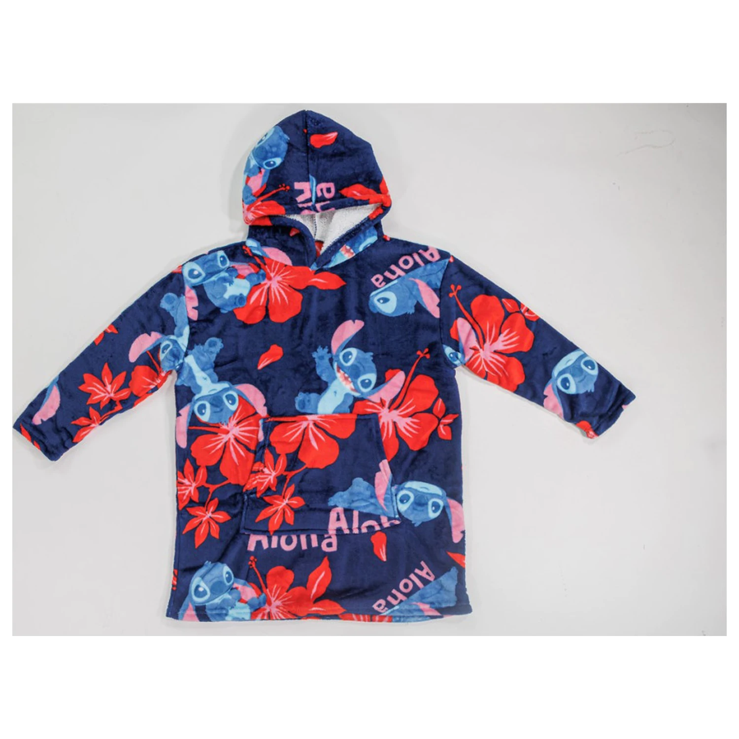 Stitch Aloha Erwachsenen Tragbare Plüsch-Fleece-Decken-Poncho Produktfoto