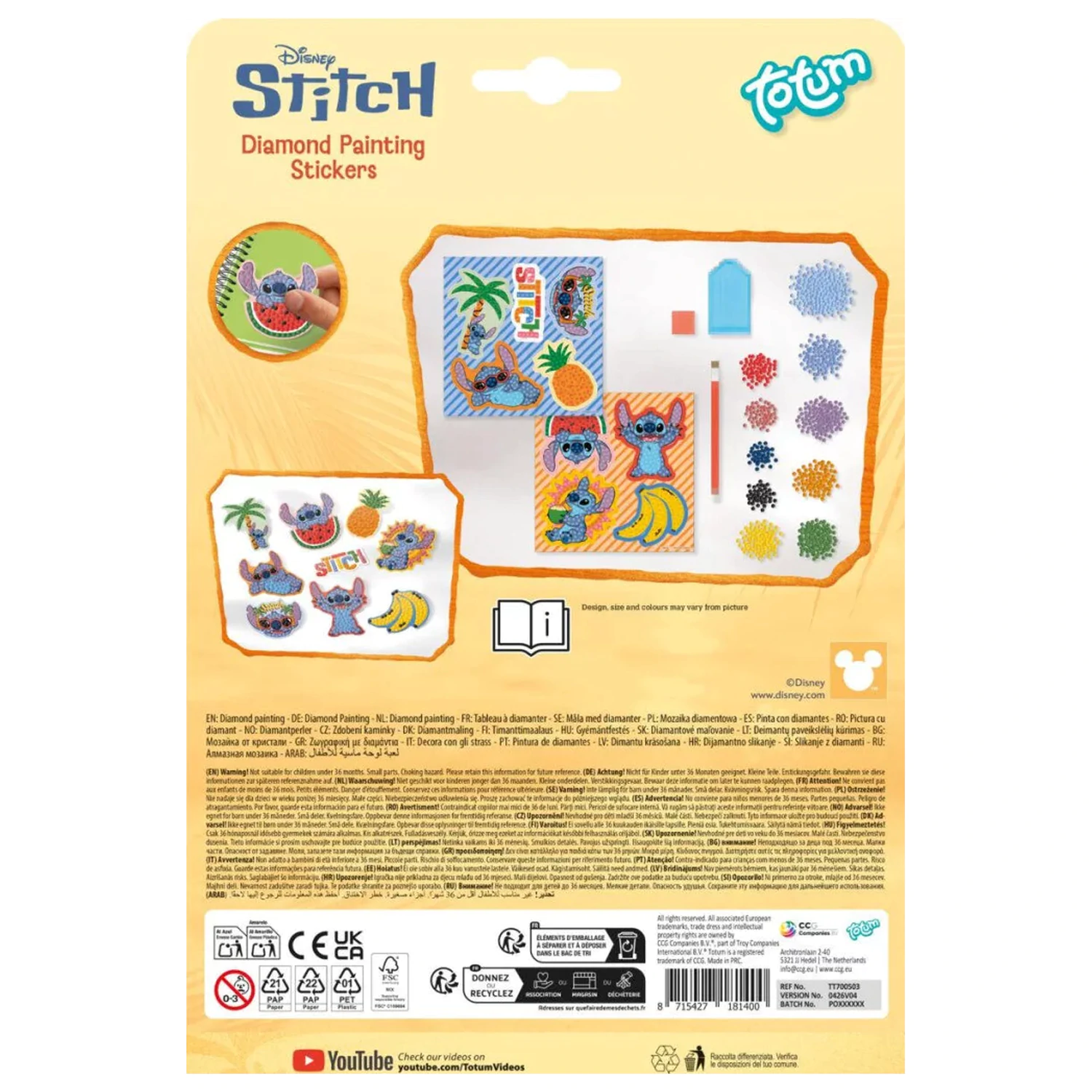 Lilo & Stitch Aloha Diamond Painting Aufkleber Set von 9 Produktfoto