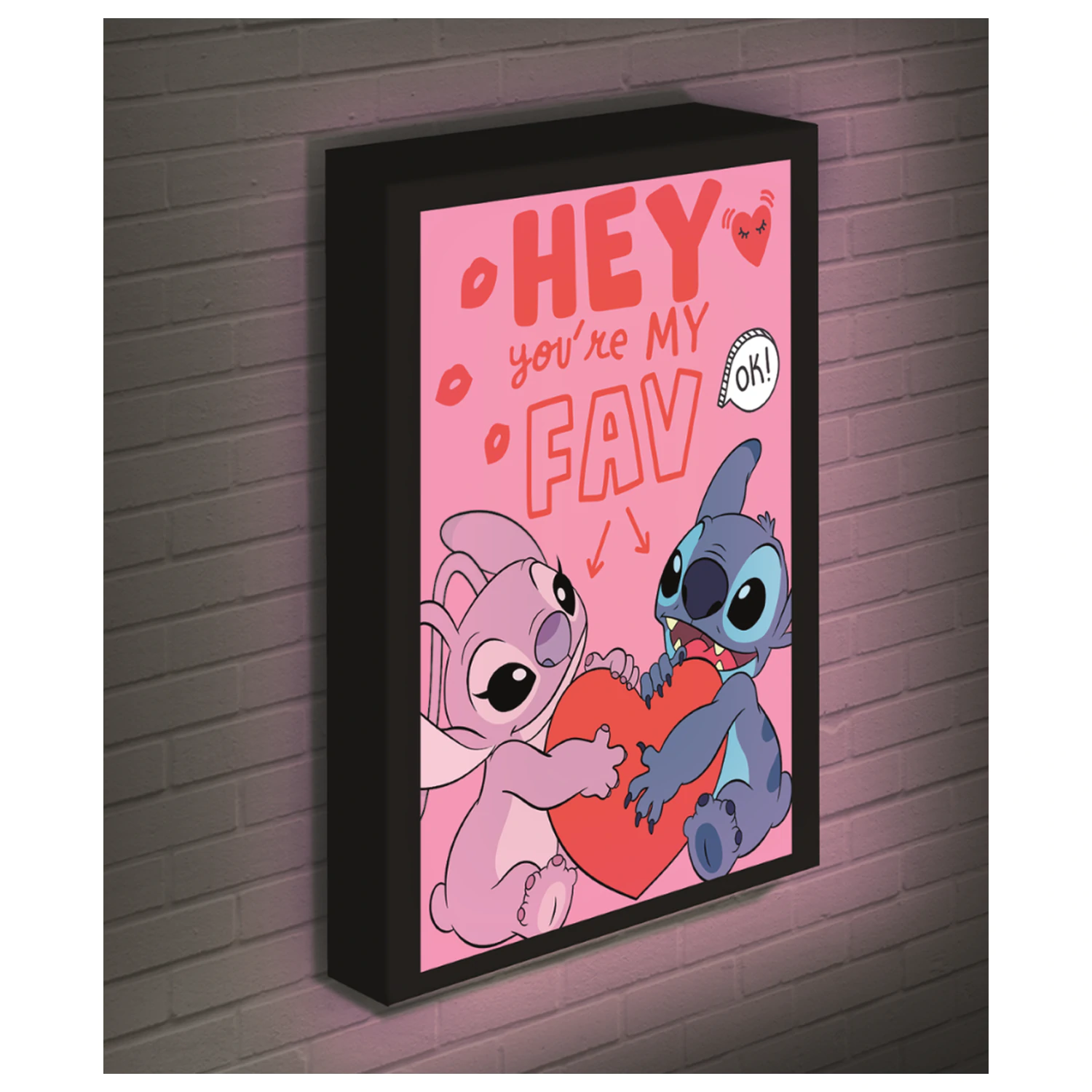 Stitch & Angel Love Light Leinwand 40x30 cm Produktfoto