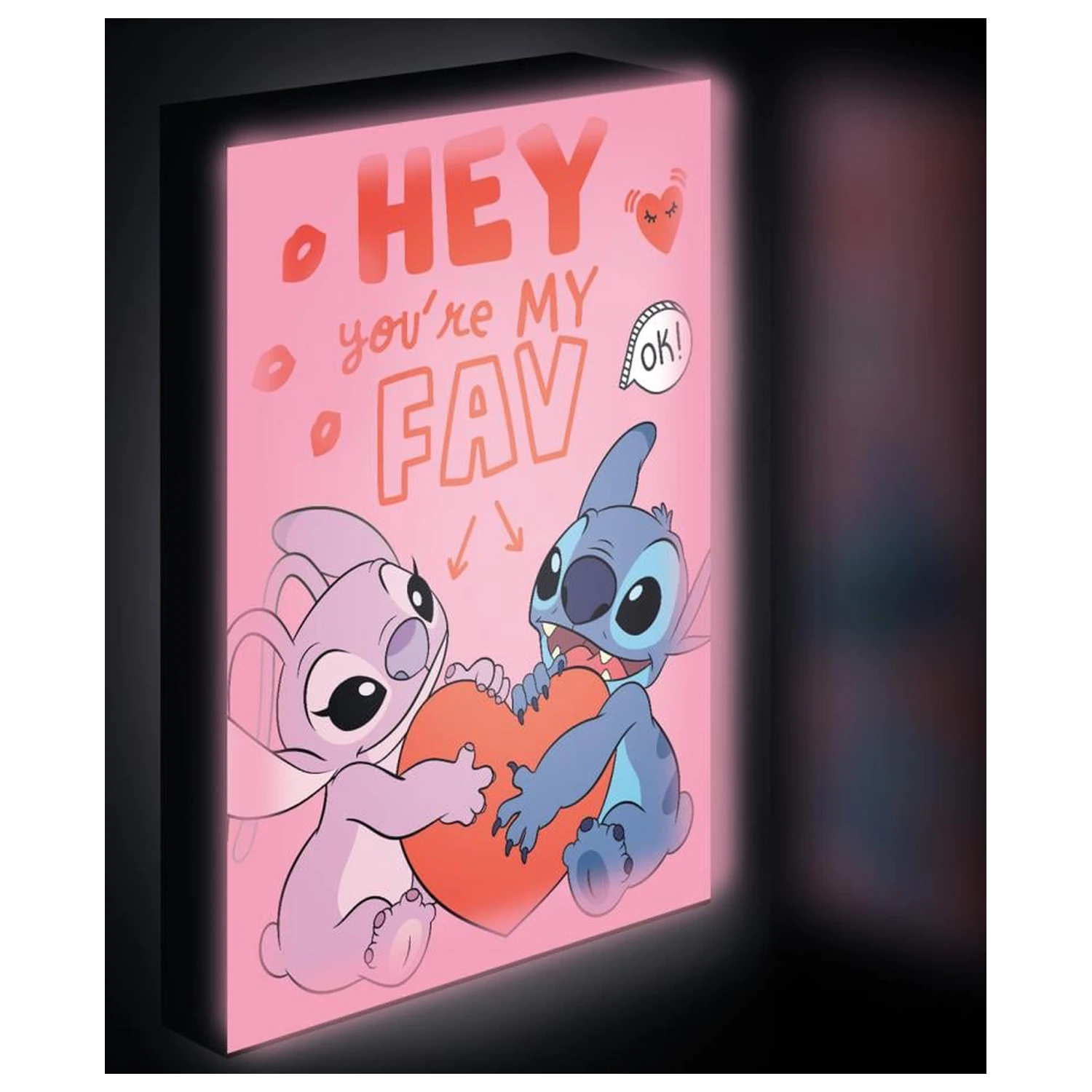 Stitch & Angel Love Light Leinwand 40x30 cm Produktfoto