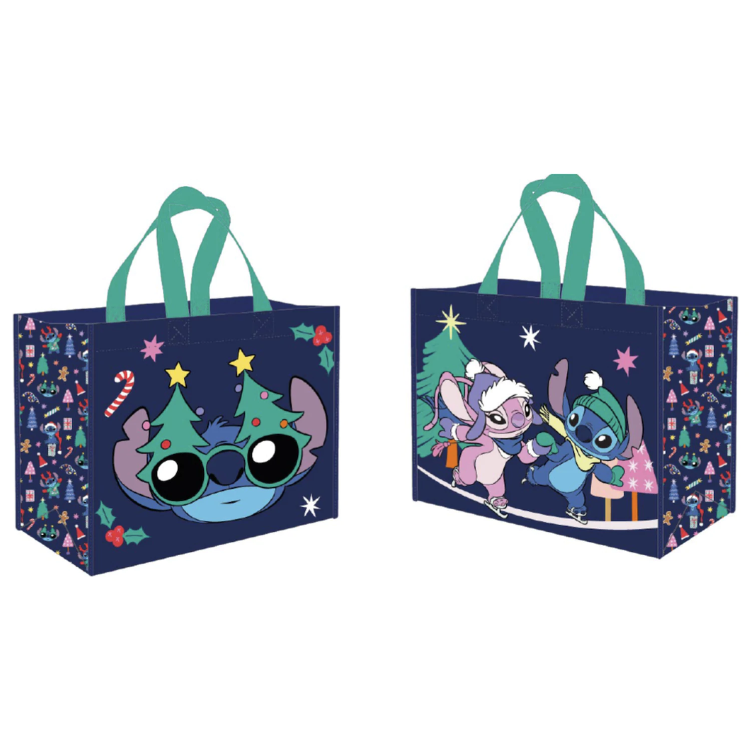 Stitch & Angel Snow & Weihnachts-Einkaufstasche Produktfoto