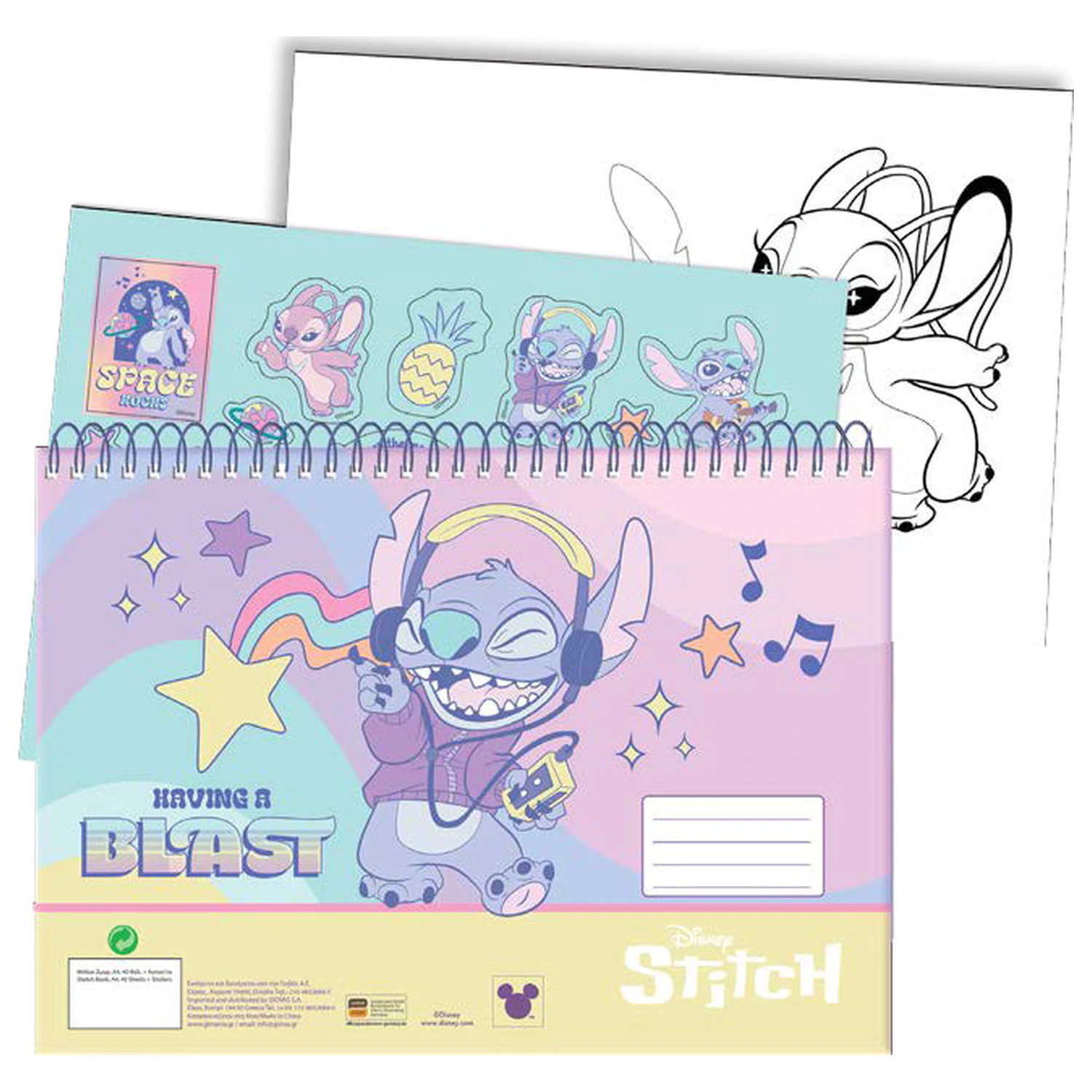 Stitch Blast A/4 Spiral Skizzenbuch 40 Blätter mit Stickern Produktfoto
