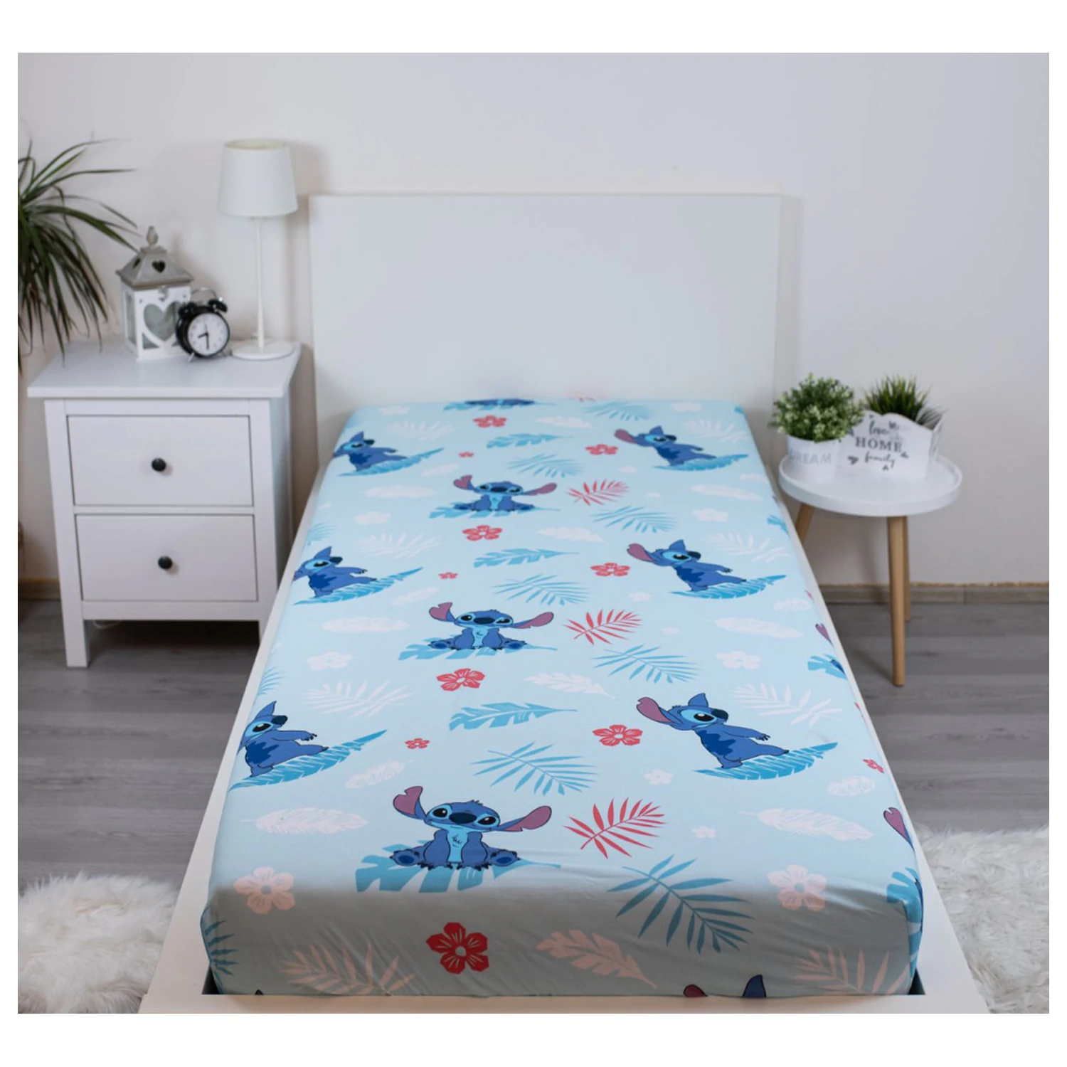 Stitch Blaues Spannbettlaken 90x200 cm Produktfoto