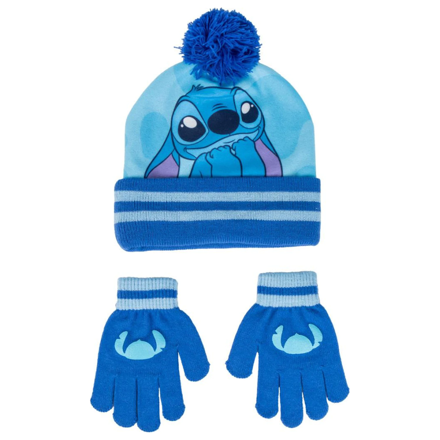 Stitch Blue Kinder Hut + Handschuh Set Produktfoto
