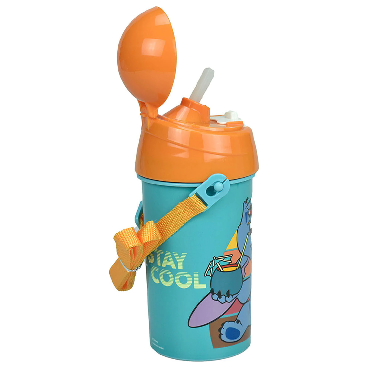 Stitch Cool Trinkflasche aus Kunststoff mit Strohhalm und Aufhänger 500 ml Produktfoto