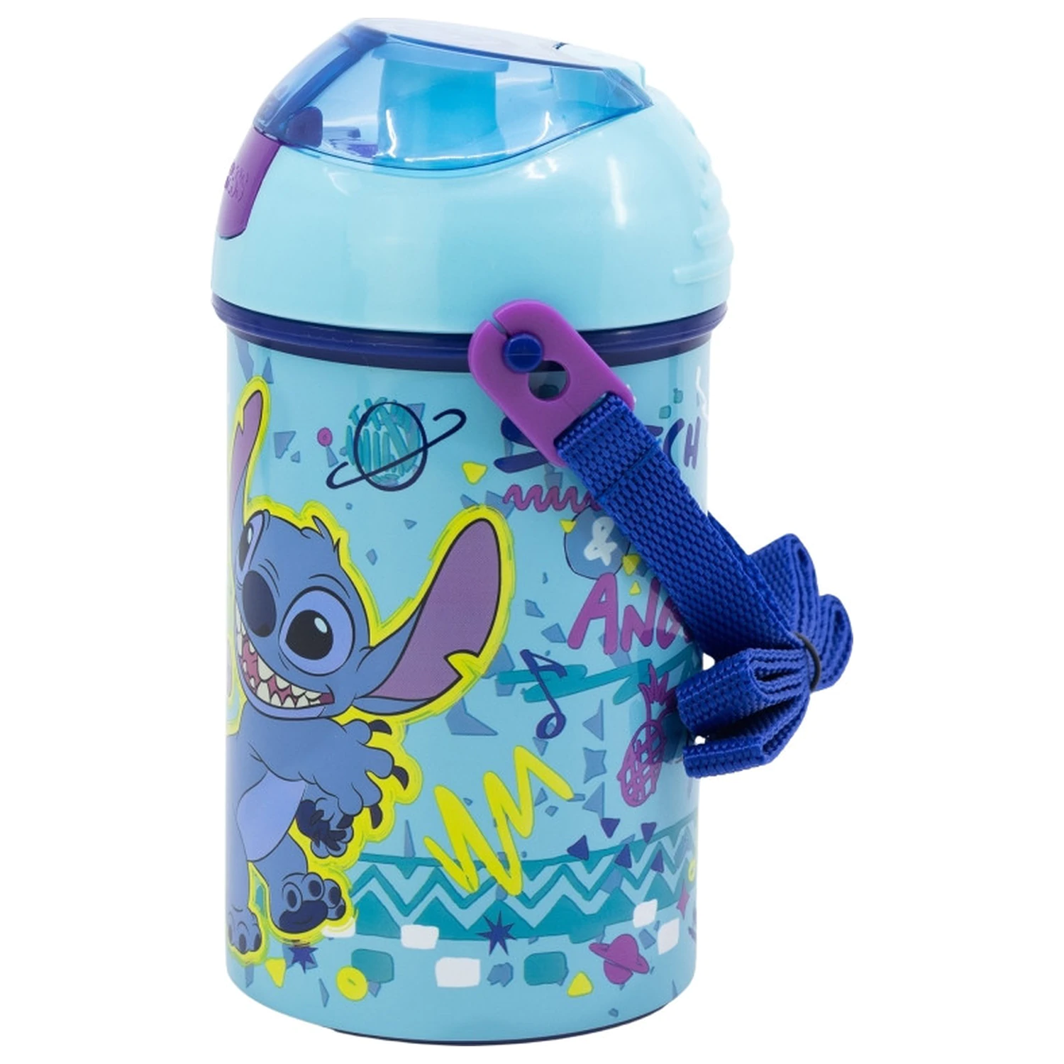 Stitch Dance Plastik Strohhalm Wasserflasche mit Aufhänger 450 ml Produktfoto