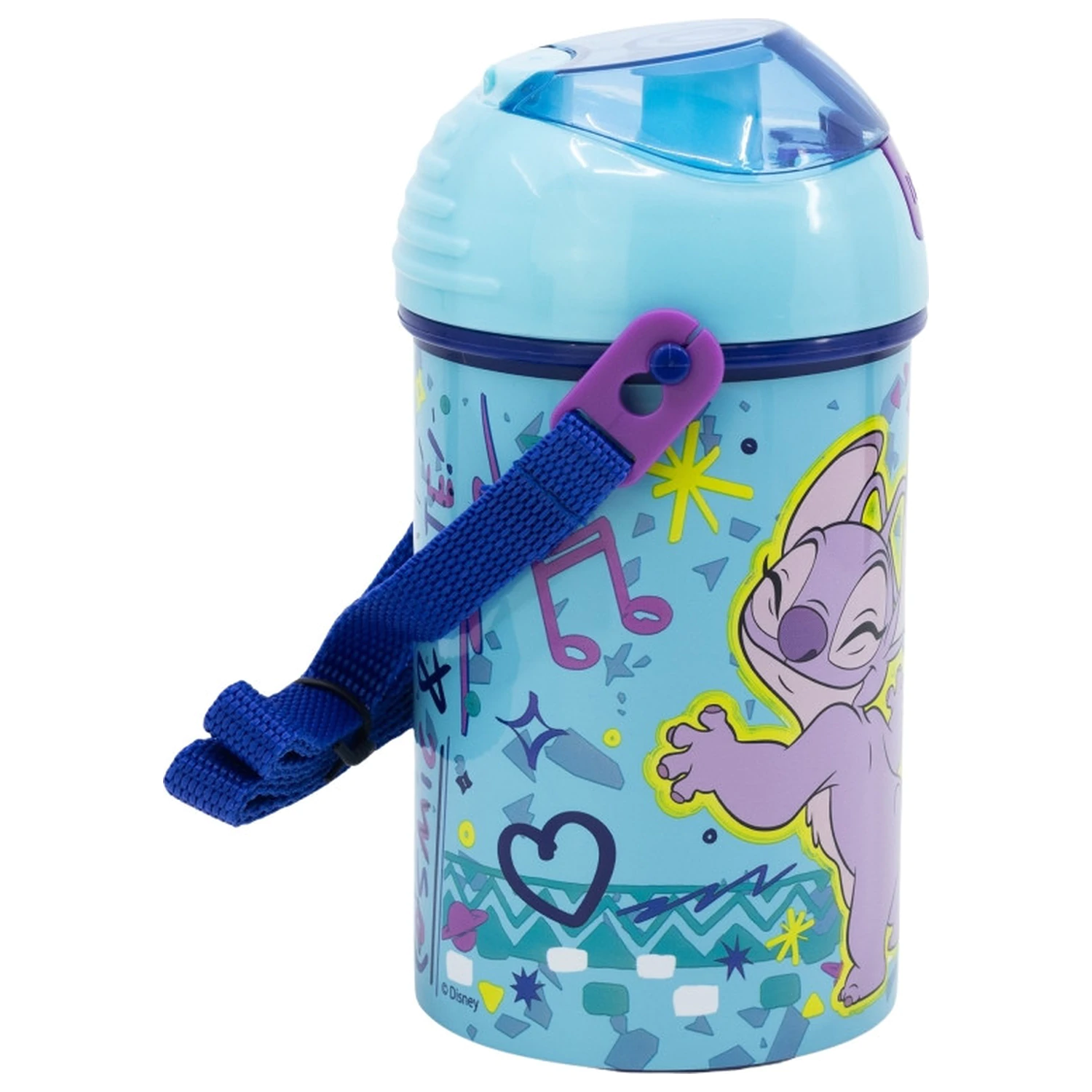 Stitch Dance Plastik Strohhalm Wasserflasche mit Aufhänger 450 ml Produktfoto