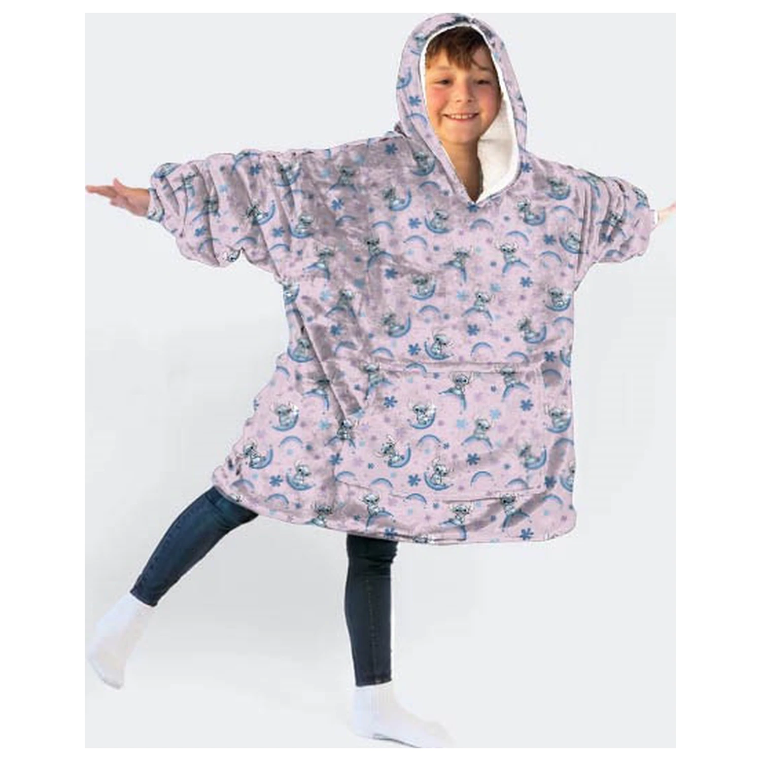 Stitch Dreamy Plush Fleece Tragbare Decke Poncho für Alter 7-14 Produktfoto