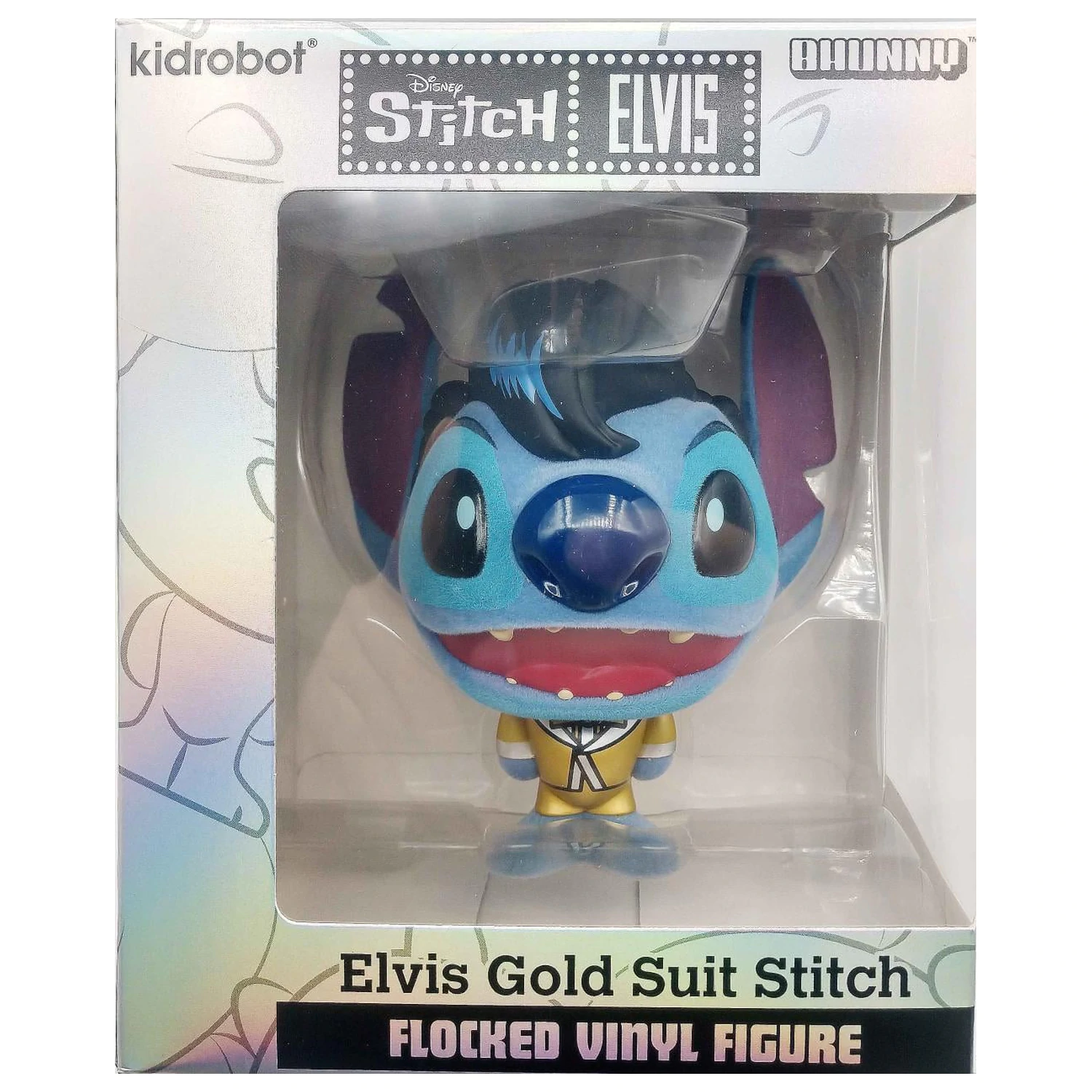 Stitch Elvis Gold Suit Bhunny beflockte Vinylfigur Produktfoto
