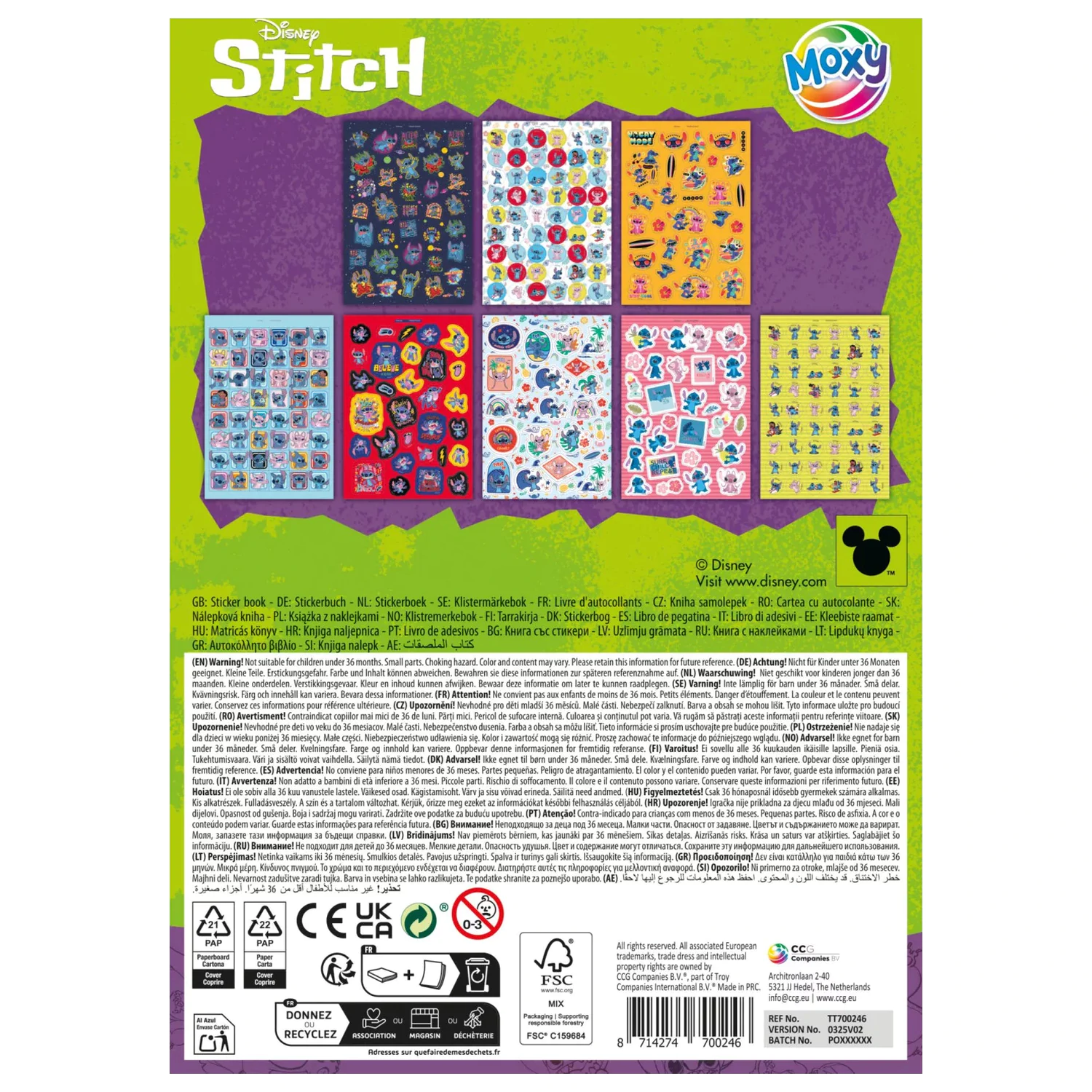 Stitch Extrovert Aufkleber Packung 8 Blätter Produktfoto