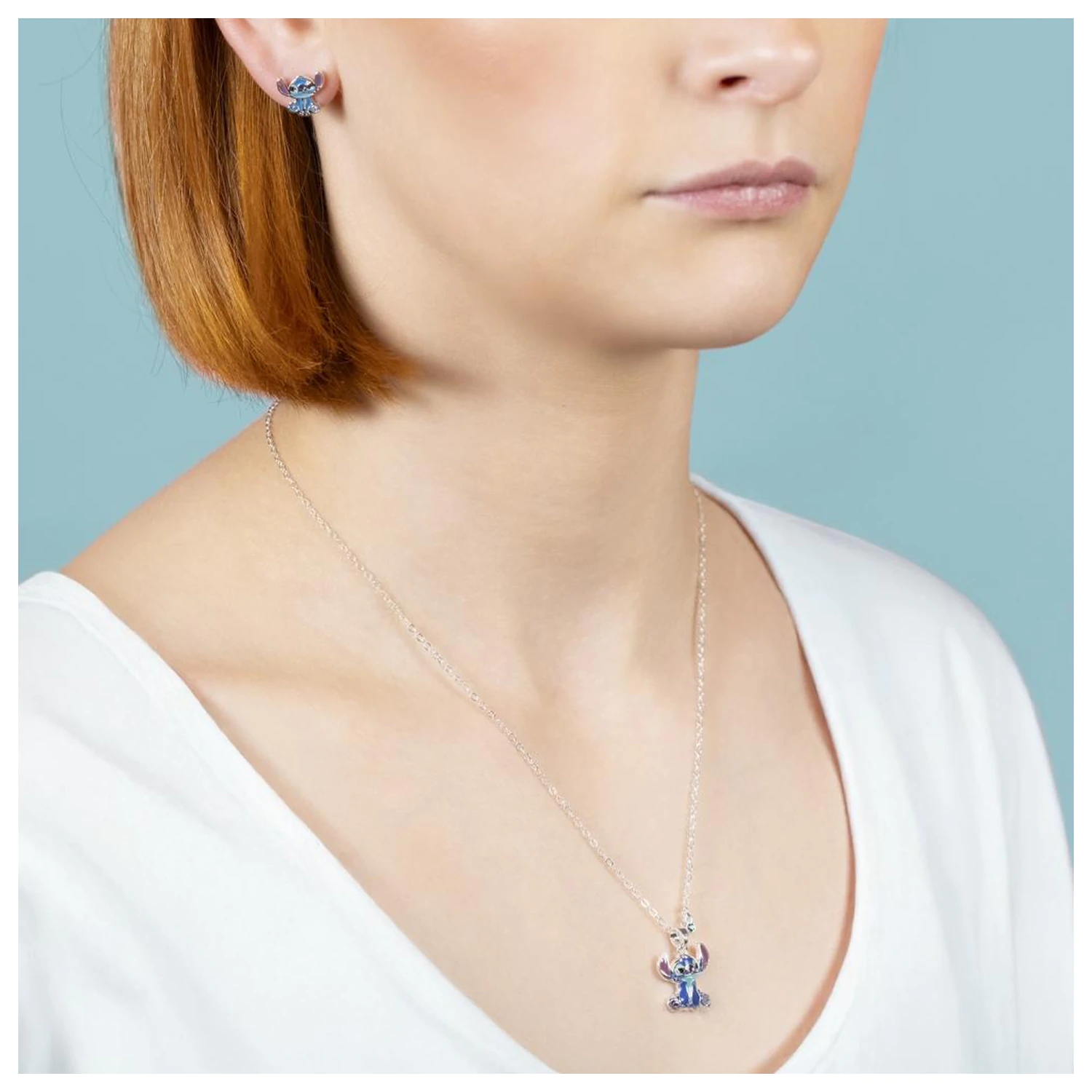 Stitch Ohrringe & Halsketten Set Plated Brass Produktfoto