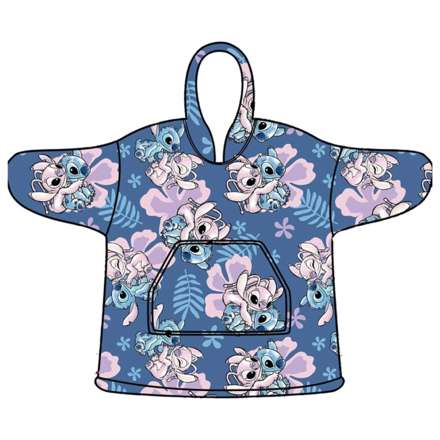 Stitch Hibiscus Slip-On Plüsch Fleece Decke, Poncho 3-6 Jahre Produktfoto