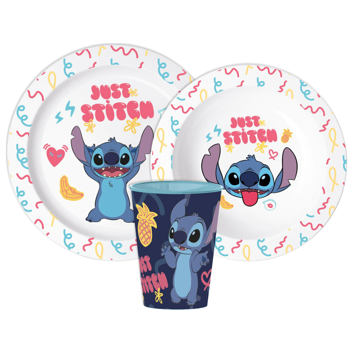Stitch Just Dinnerware Set, Mikro-Plastik Set mit Glas Produktfoto