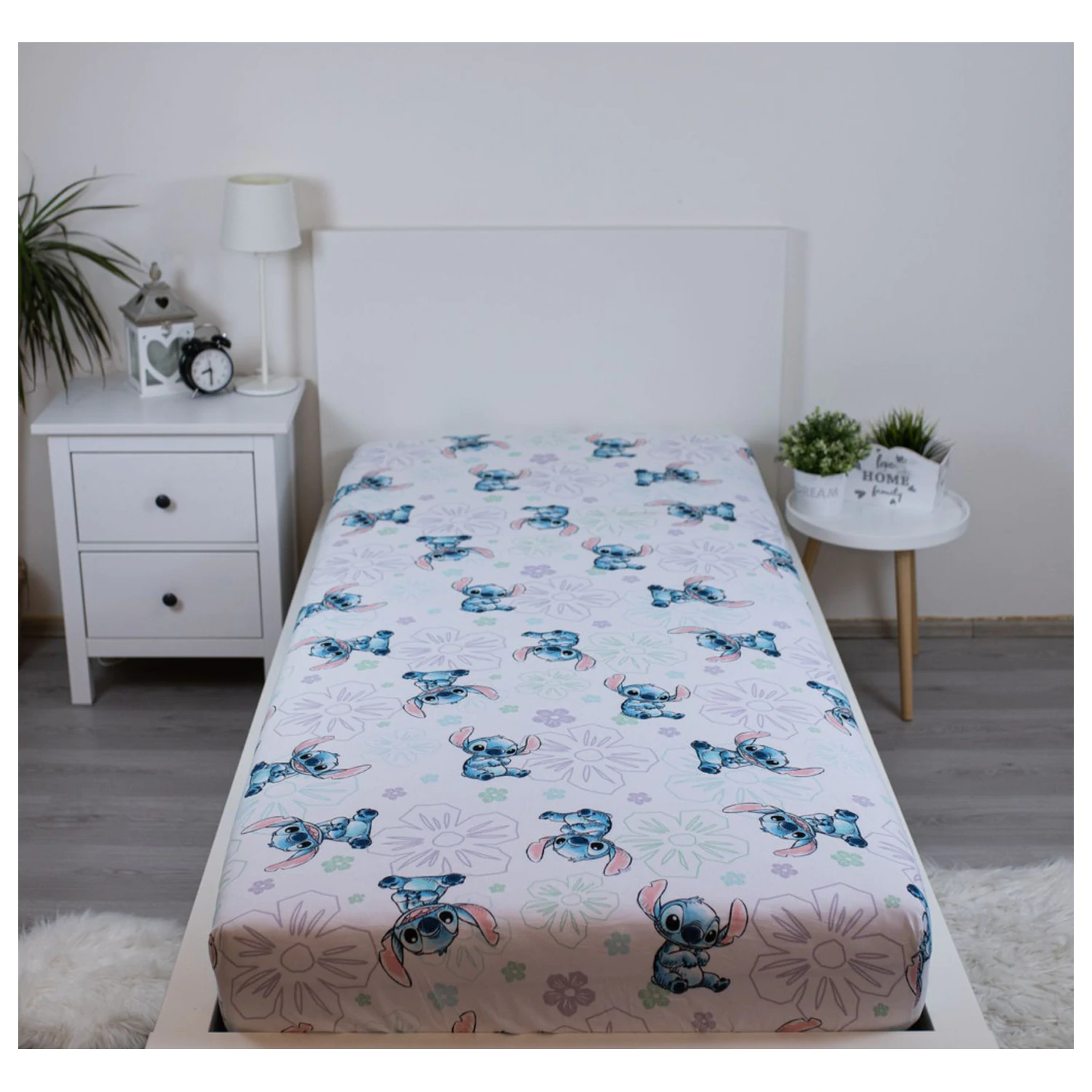 Stitch Ohana White Spannbettlaken 90x200 cm Produktfoto