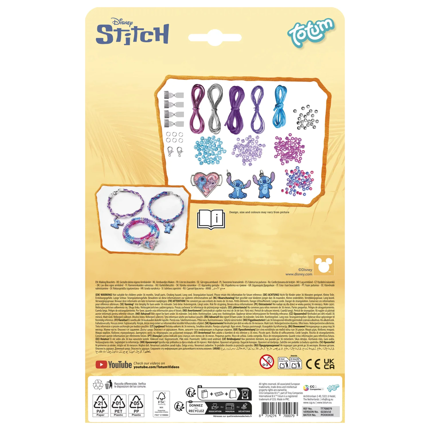 Stitch Lila Charm-Armband Herstellungskit Produktfoto