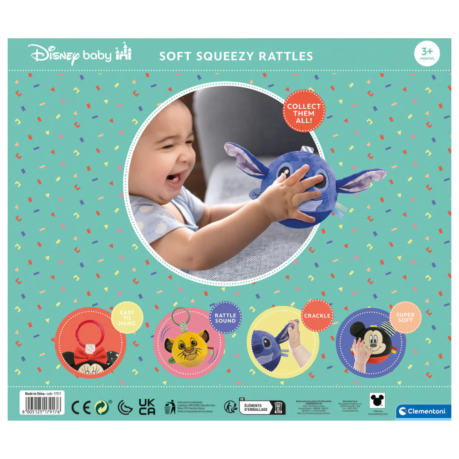 Stitch Round Plüschball Figur, Babyrassel Clementoni Produktfoto