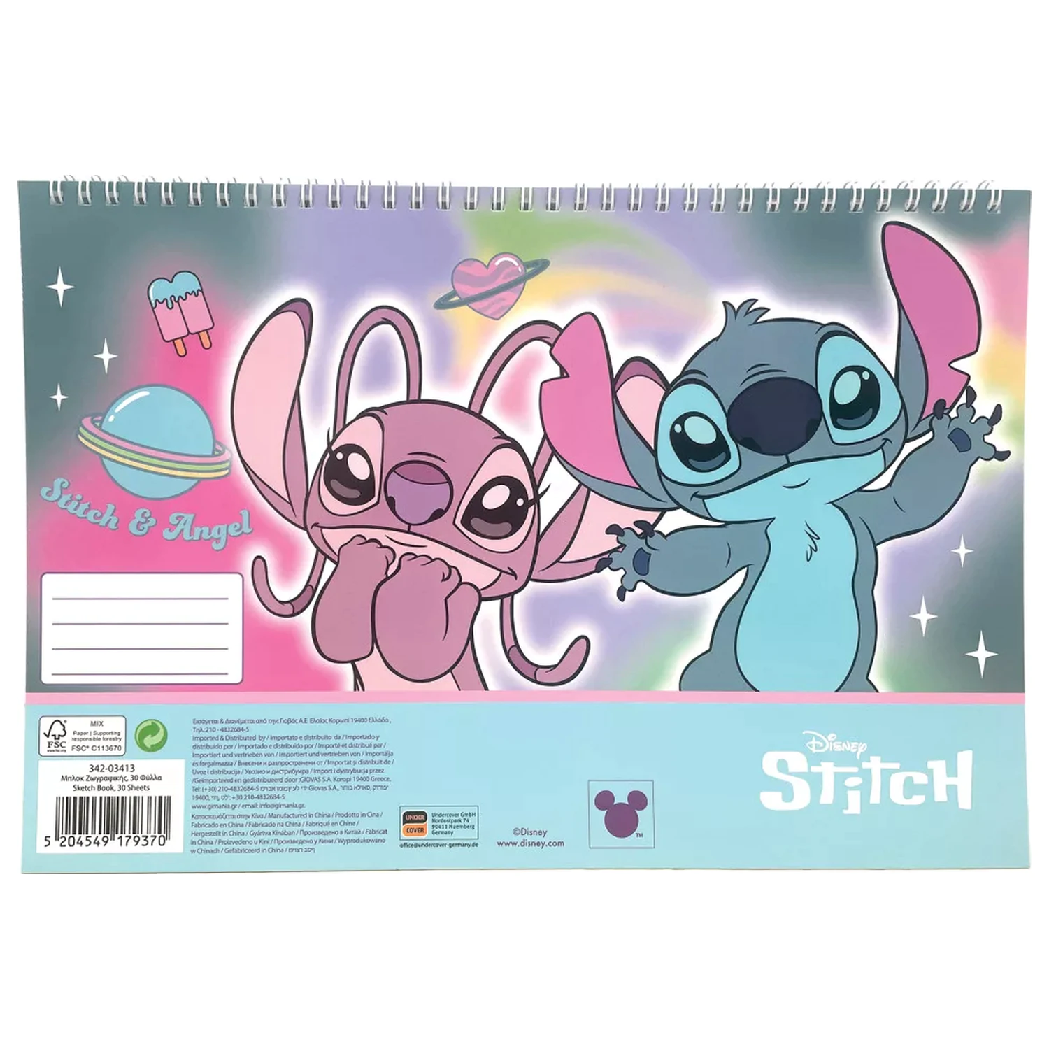 Stitch Universe A/4 Spiral Skizzenbuch, 30 Blatt Produktfoto