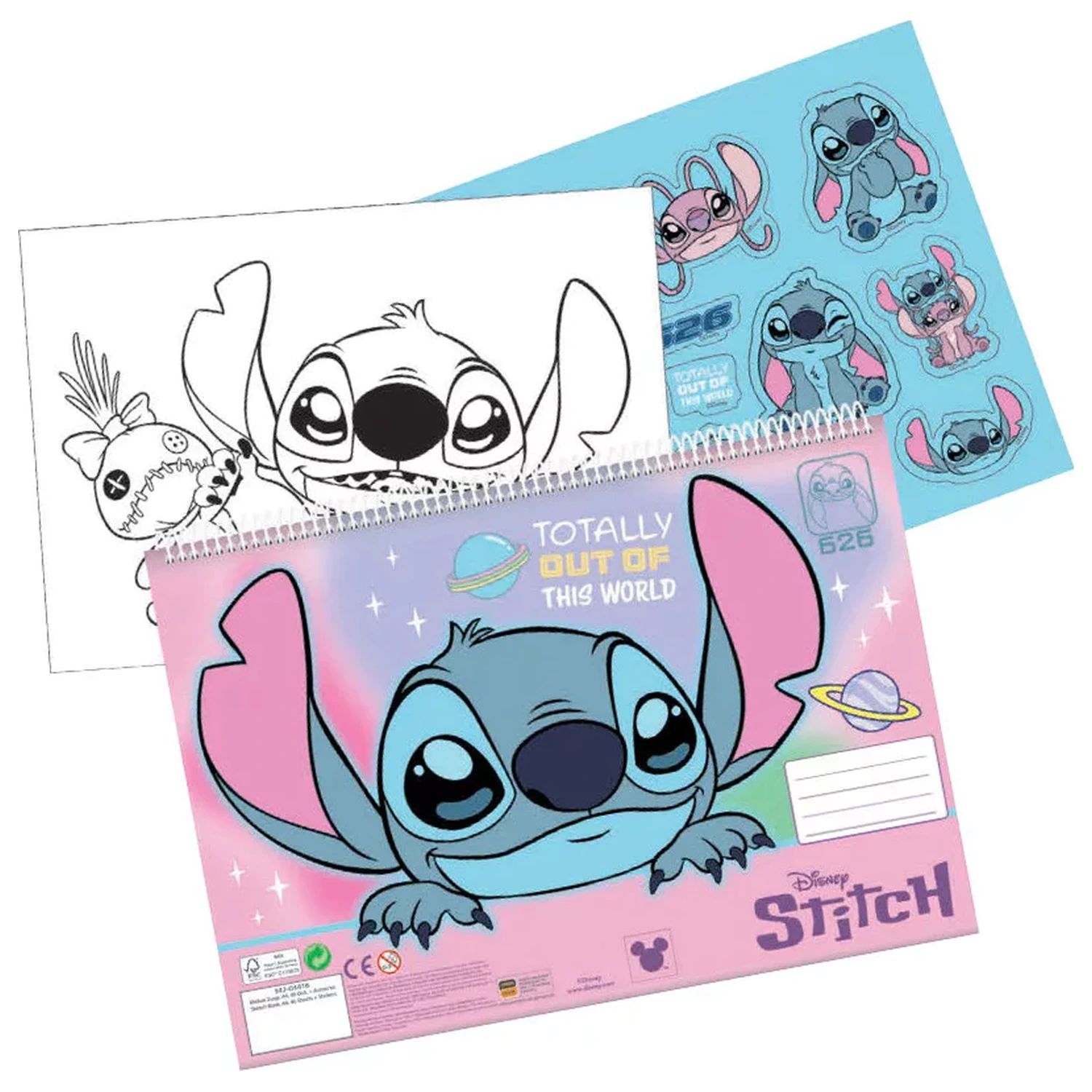 Stitch Universe A4 Spiral-Skizzenbuch 40 Blatt mit Stickern Produktfoto
