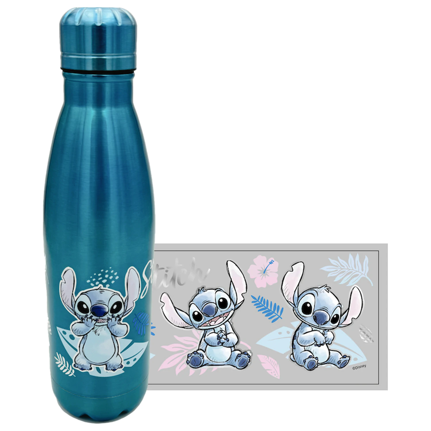 Stitch Watercolor Metalic Blue Edelstahlflasche 780 ml Produktfoto