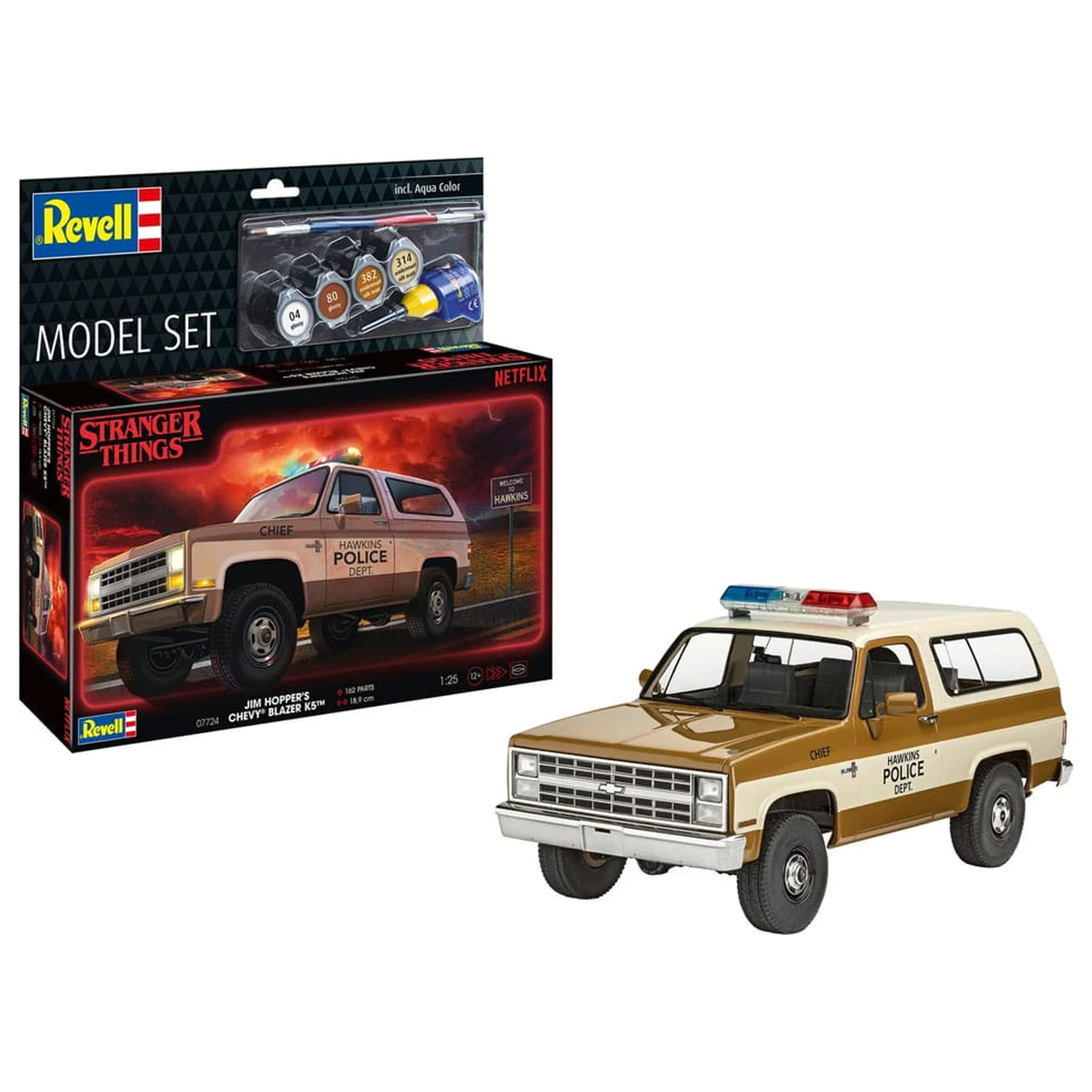 Stranger Things Modellbausatz Set 1/25 1985 Chevrolet K5 Blazer (Aqua Color) 19 cm Produktfoto