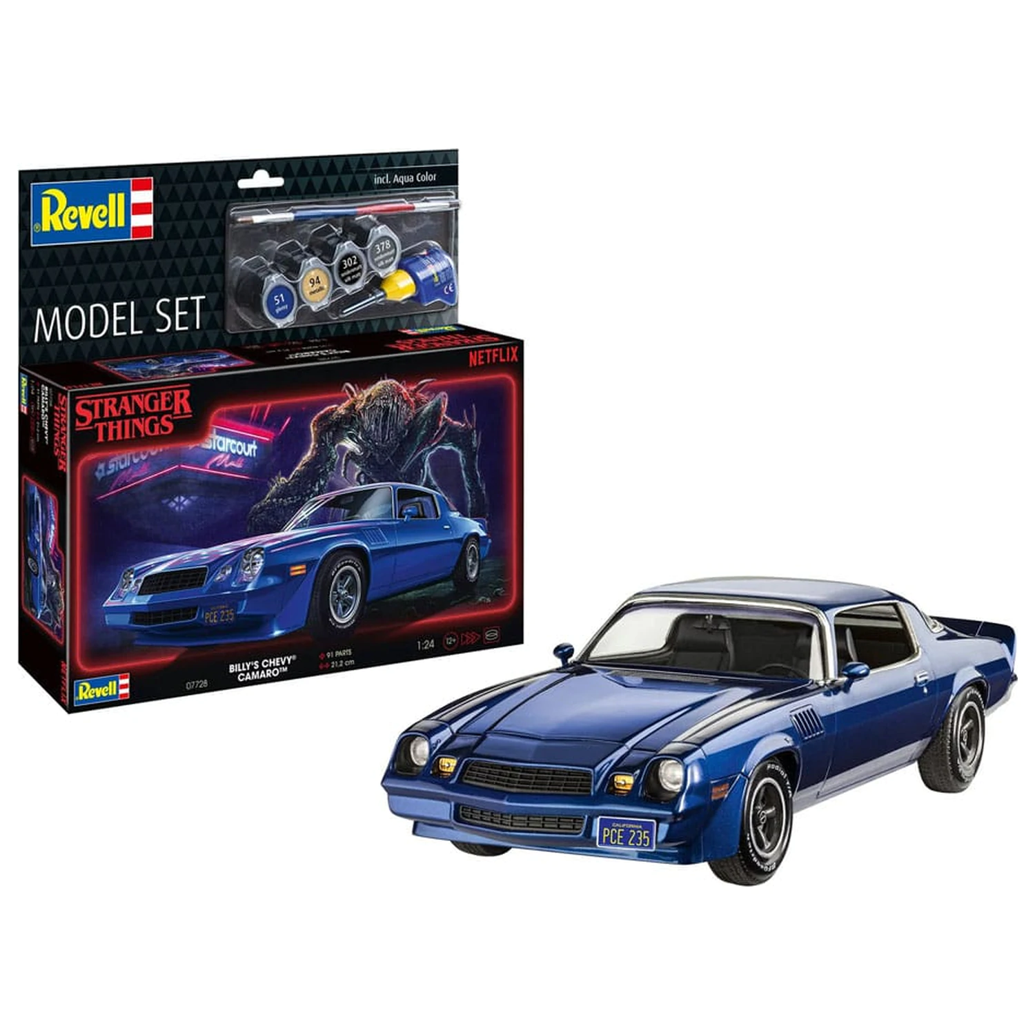Stranger Things Model Kit Set 1/25 Chevy Camaro Z/28 (Aqua Color) 19 cm Produktfoto