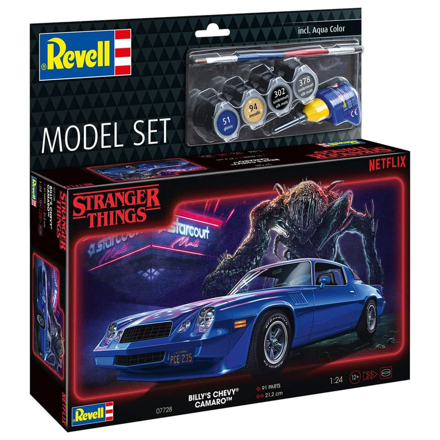 Stranger Things Model Kit Set 1/25 Chevy Camaro Z/28 (Aqua Color) 19 cm Produktfoto