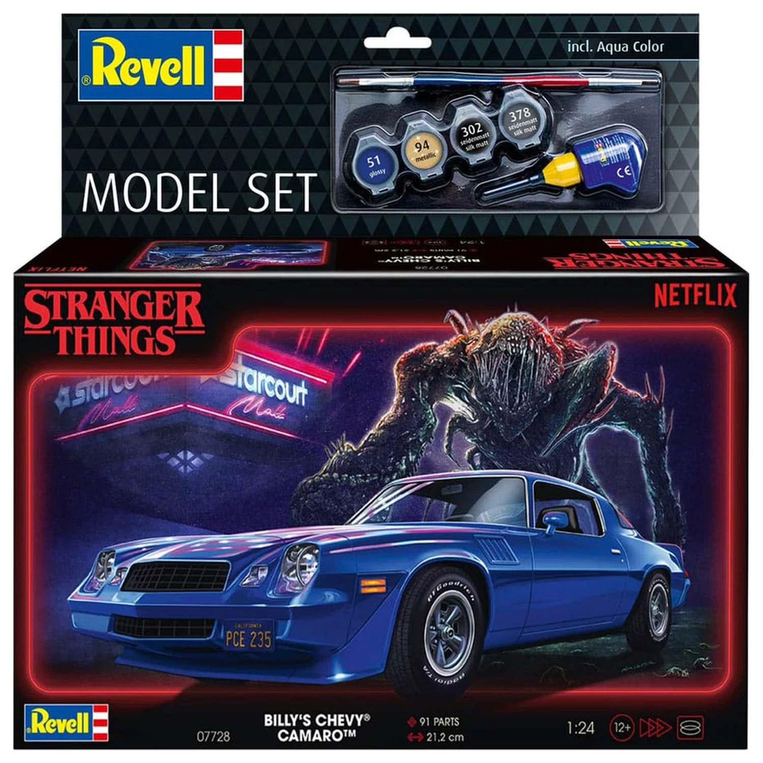 Stranger Things Model Kit Set 1/25 Chevy Camaro Z/28 (Aqua Color) 19 cm Produktfoto