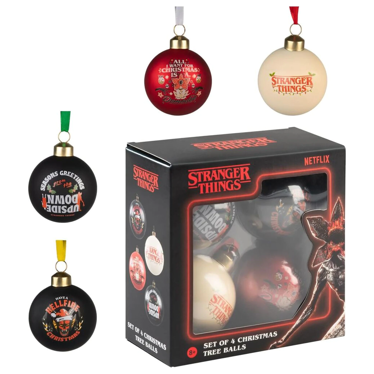 Stranger Things Set 4 Weihnachtsornamente Produktfoto