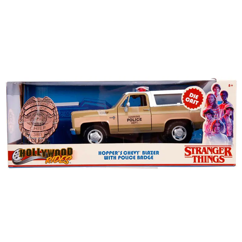 Stranger Things Chevy K5 Blaze 1980 Metallauto + Abzeichen Produktfoto