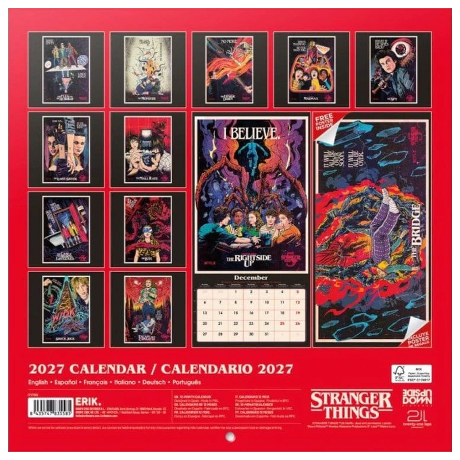 Stranger Things Wandkalender 2027 30 x 30 cm Produktfoto